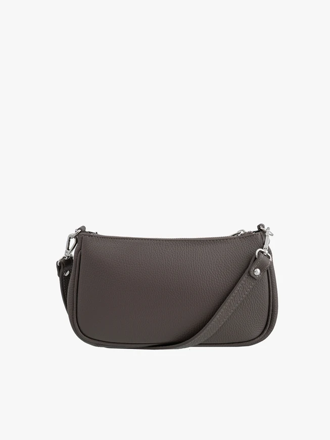 Graue Handtasche mit Schlangenhautmuster und Henkel
