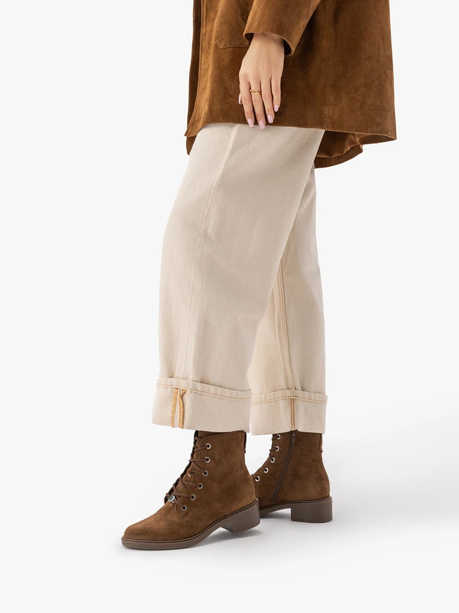 Brown Women's Boots - Velour Leather