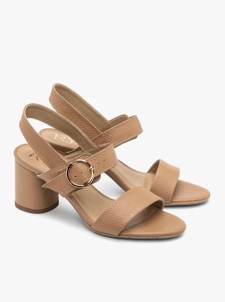 Hellbraune Damen-Sandalen mit Absatz