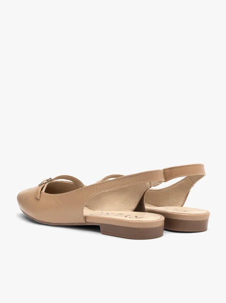 Beigefarbene Slingback-Ballerinas
