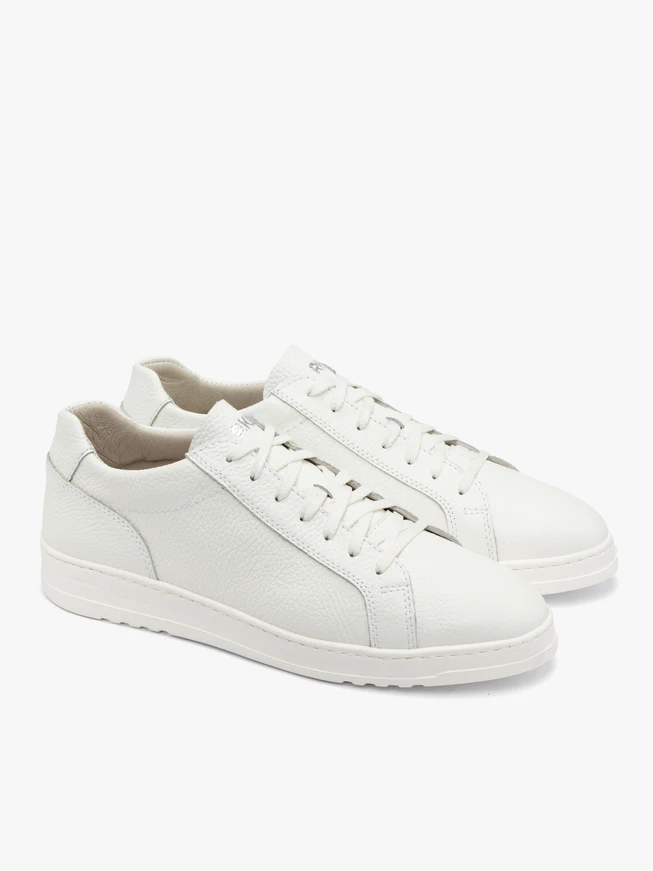 White men’s leather shoes with light sole