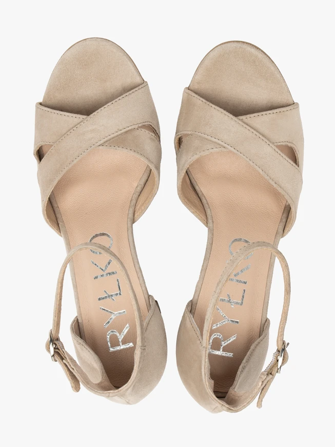 Beige Damen-Sandalen mit Absatz