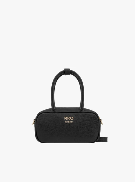 Black leather baguette bag
