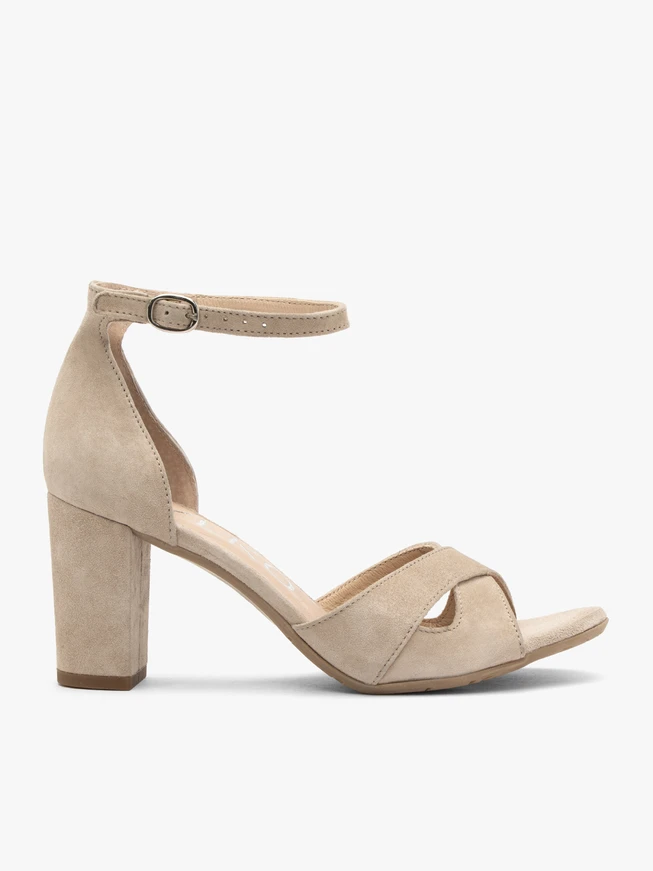 Beige Damen-Sandalen mit Absatz