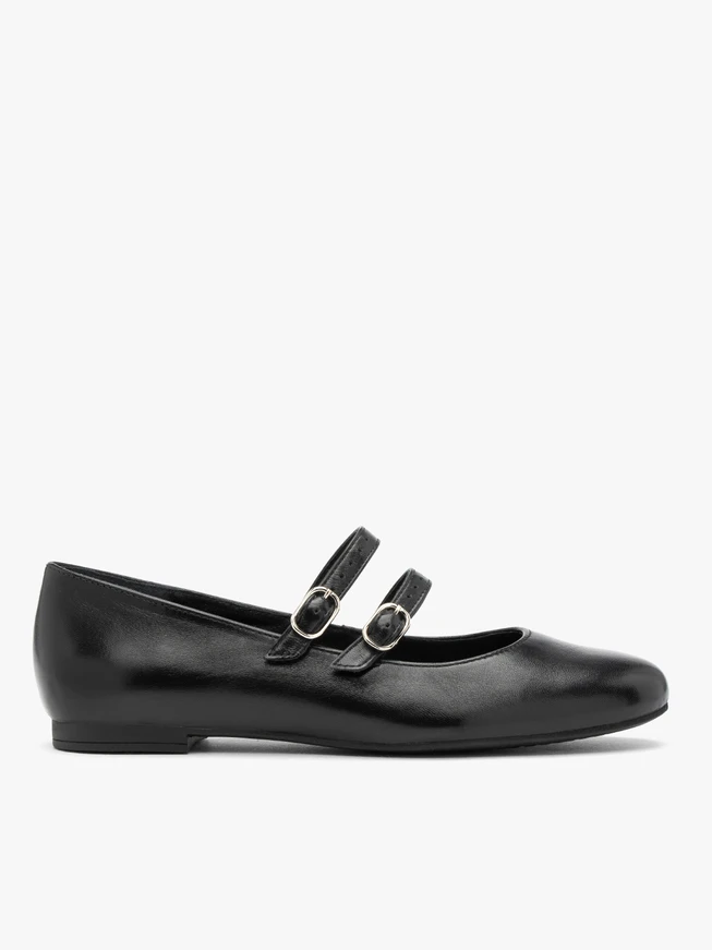 Schwarze Ballerinas mit zwei Riemen