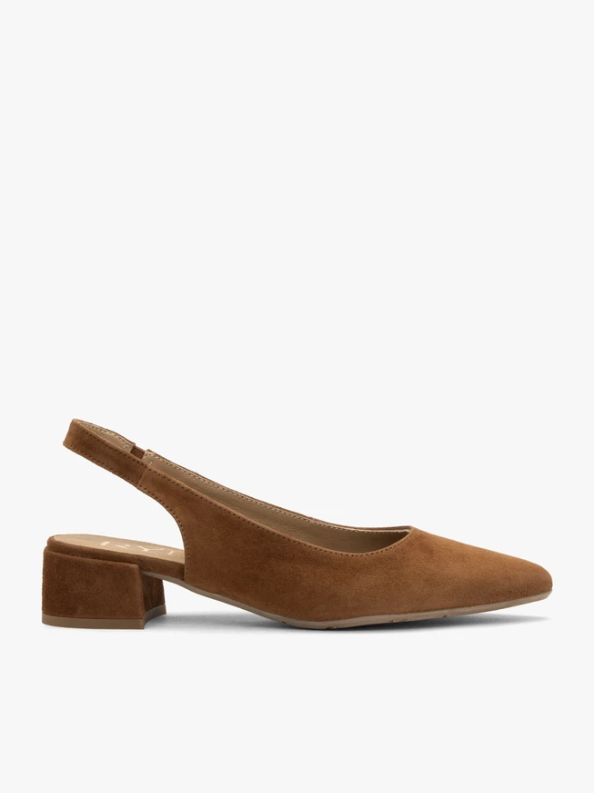 Braune Slingback-Pumps ohne Absatz