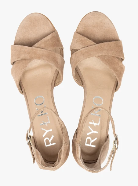 Beige Damen-Sandalen mit Absatz