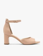 Klassische beigefarbene Sandalen mit Absatz