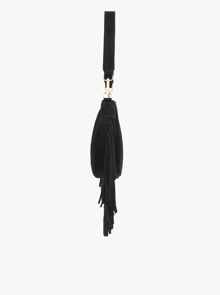 Schwarze Boho-Handtasche mit Quasten