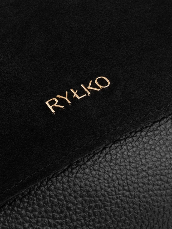Kleine schwarze Handtasche aus Leder und Velours