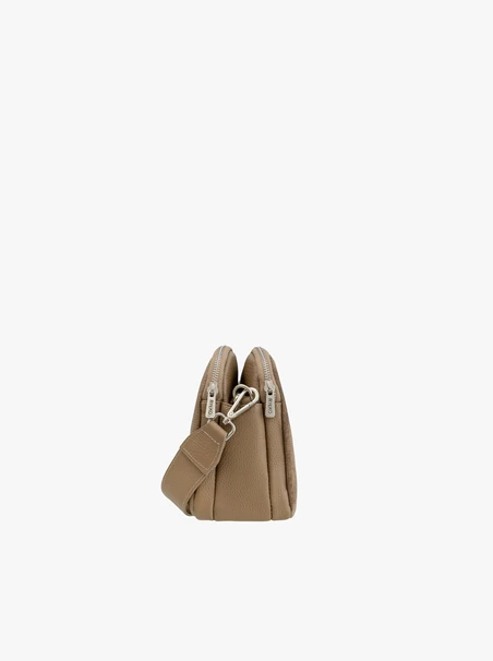 Small beige patent handbag