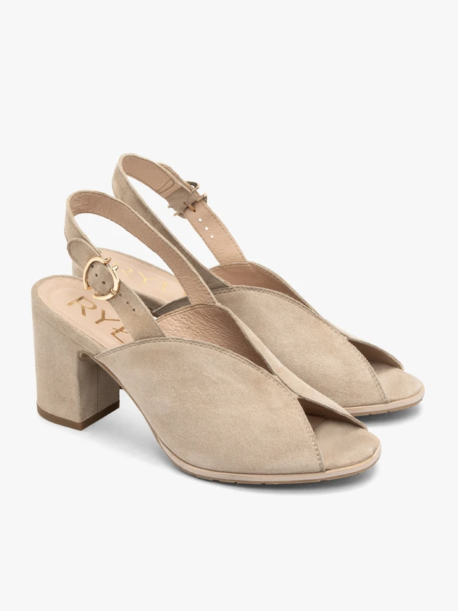 Beige Damen-Sandalen mit Absatz