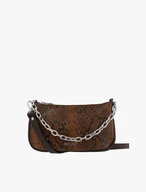 Braune Handtasche mit Schlangenhautmuster und Henkel