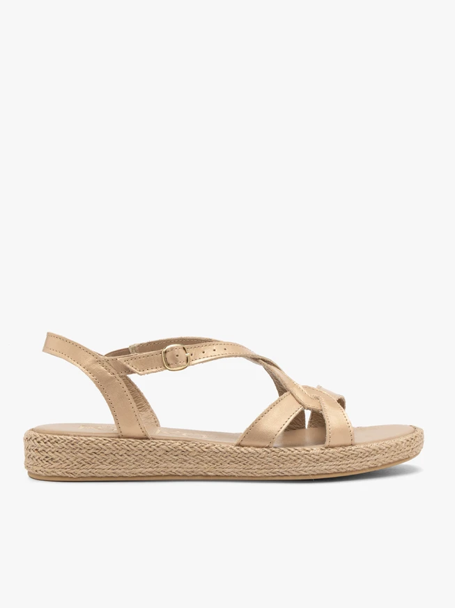 Flache Damen-Sandalen in Gold