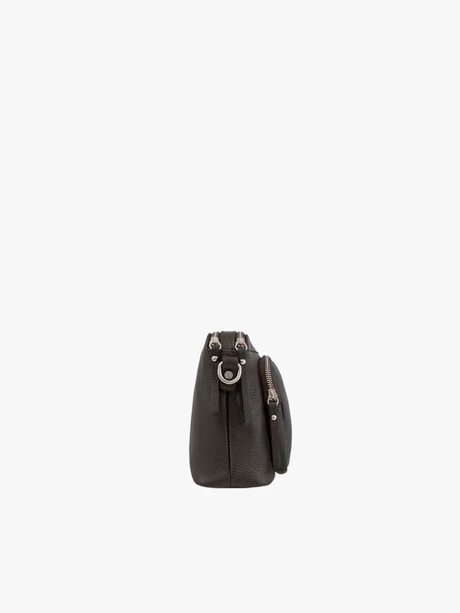 Small brown handbag with silver elements