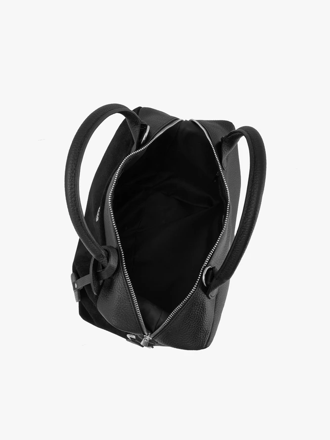 Schwarzer Leder Shopper