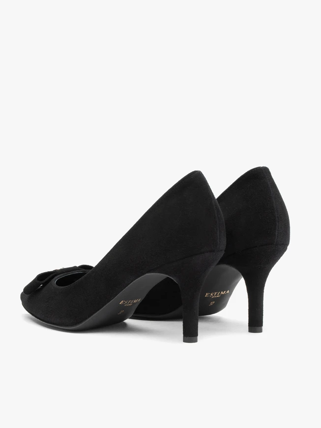Schwarze Velours-Pumps mit Verzierung