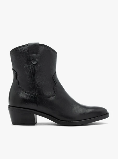 Schwarze, ungefütterte Cowboystiefel aus Vollnarbenleder