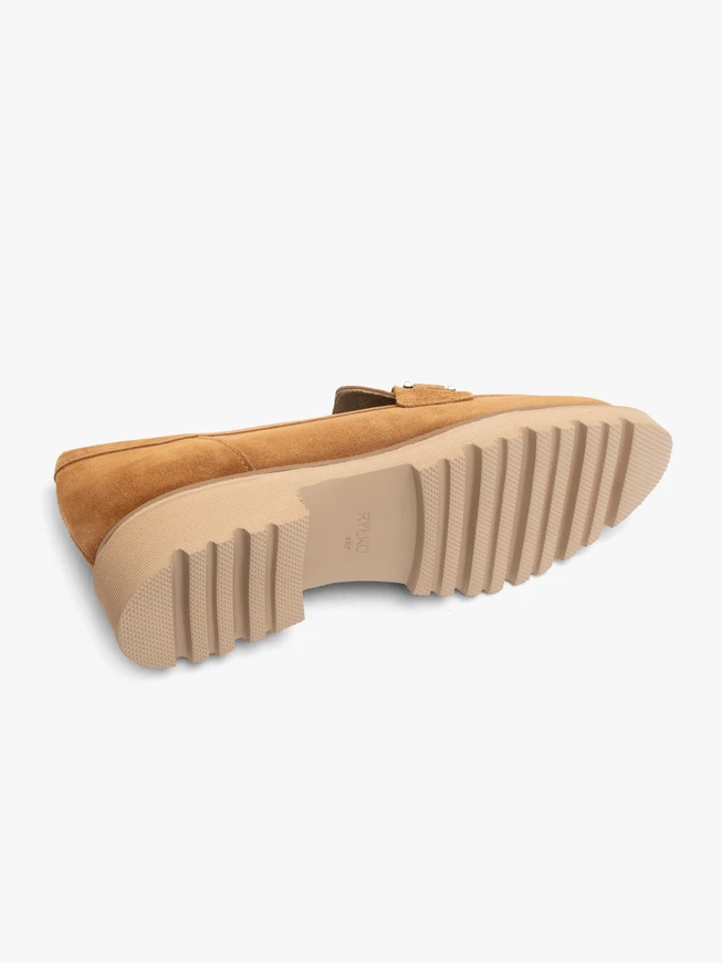 Ginger loafers with copper ornament