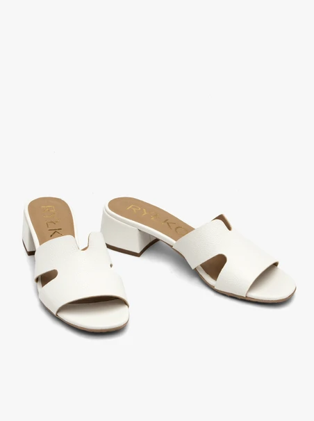 White small-heel slides