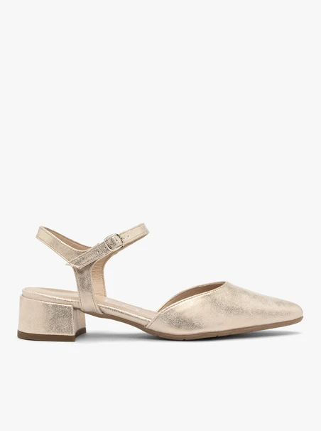 Platin-Pumps mit offenem Absatz