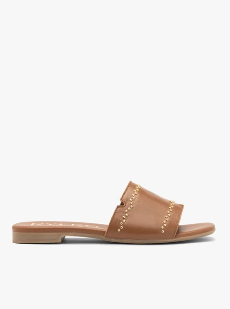 Hellbraune Damen-Flip-Flops aus Leder