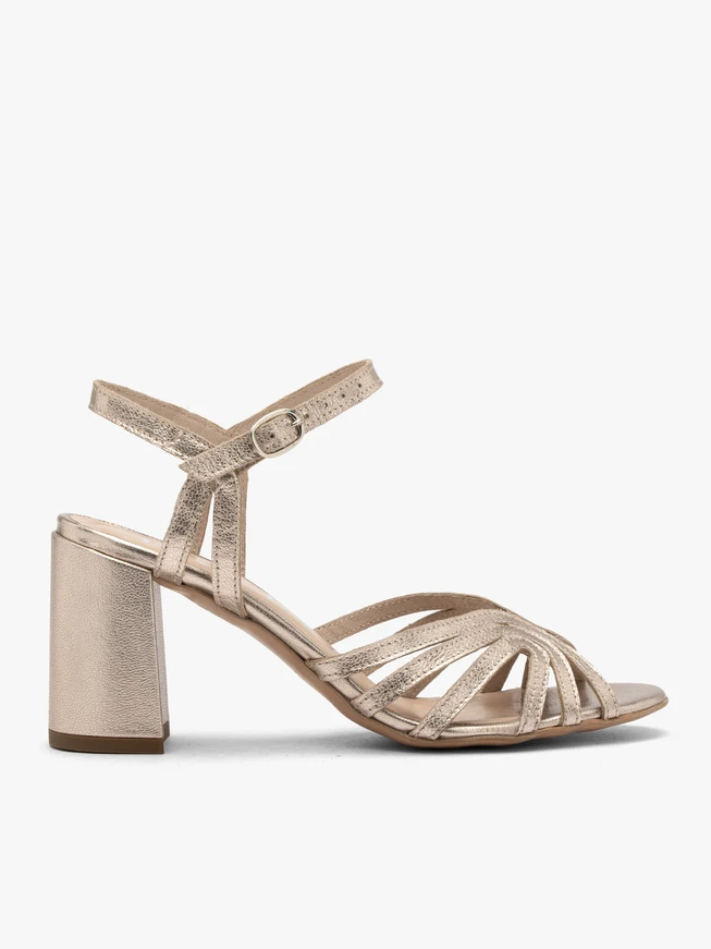 Stiletto-Sandalen aus Platin für Frauen