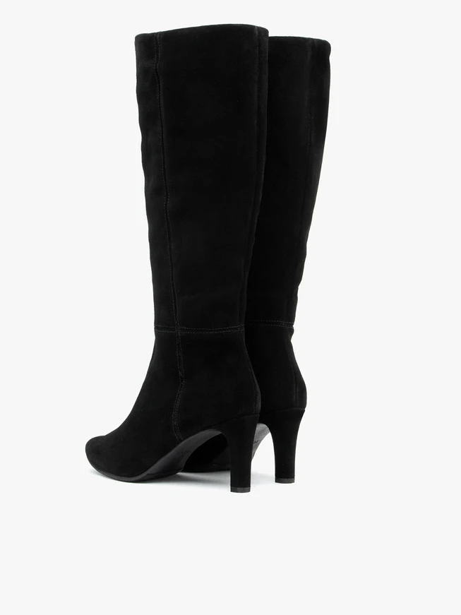 Black suede knee boots stiletto 7.5 cm