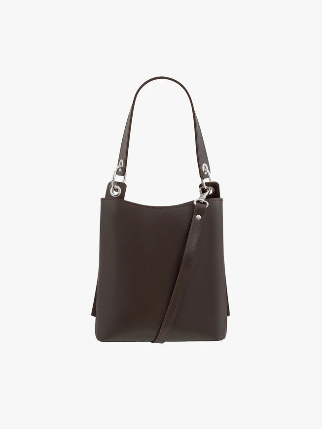 Dunkelbraune mittelgroße Tasche