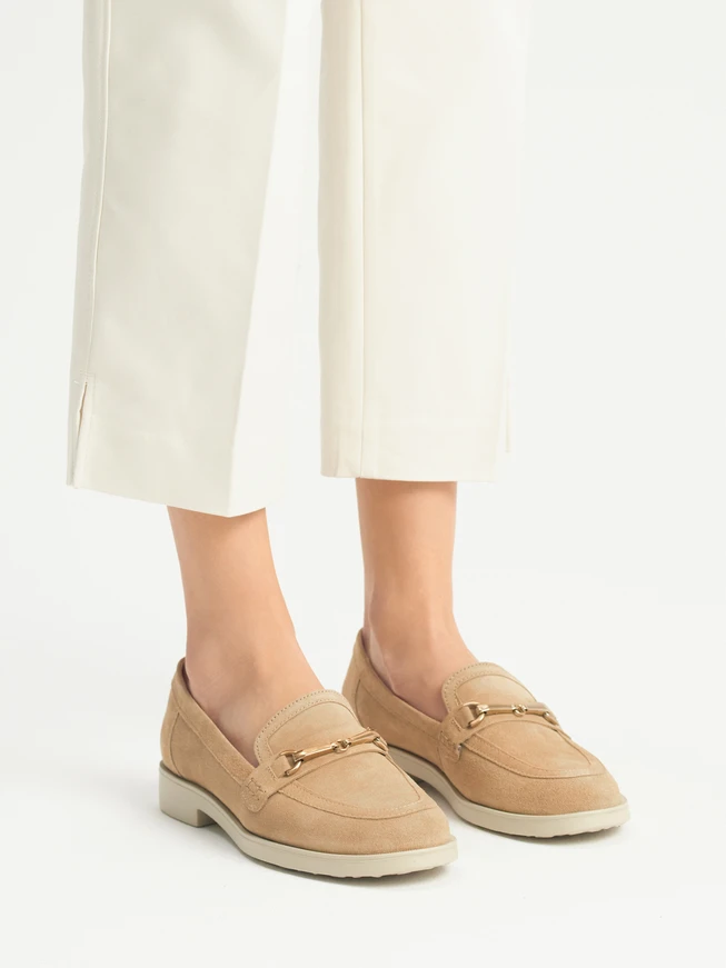 Sand suede loafers