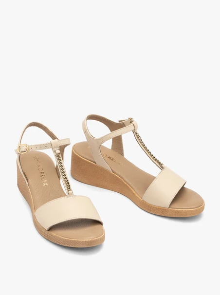 Cremefarbene Damen-Kettensandalen