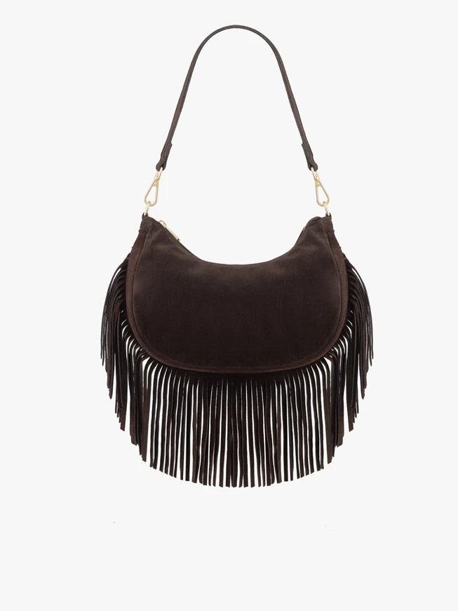 Braune Boho-Handtasche mit Quasten