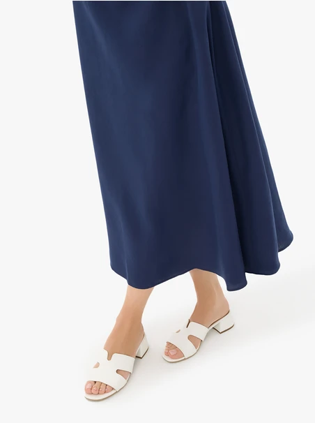 White small-heel slides