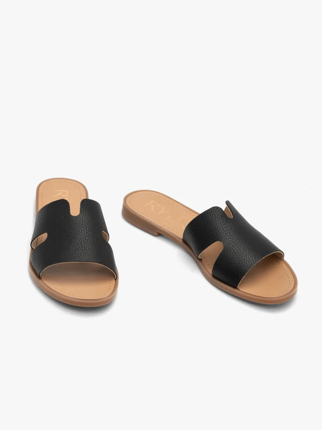 Schwarze Damen-Flip-Flops mit Aussparungen