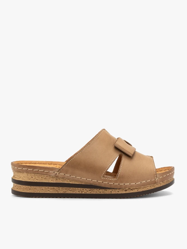 Beige Damen-Flip-Flops mit Plateau