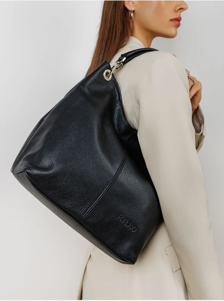 Schwarze Shopper-Tasche aus Leder