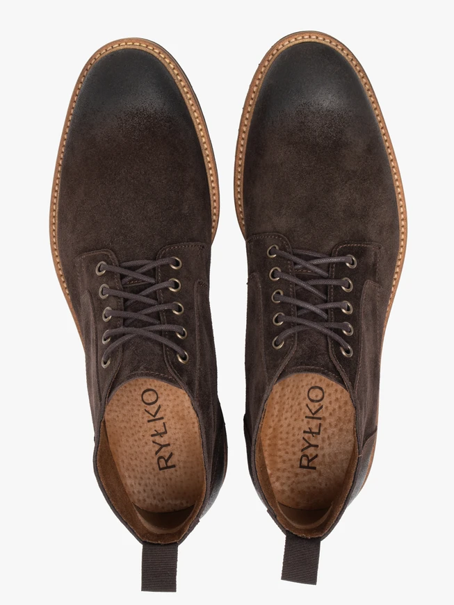 Dunkelbraune Velourslederstiefel