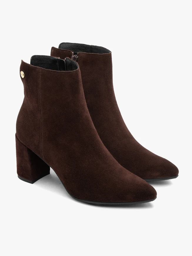 Burgundy suede stiletto ankle boots