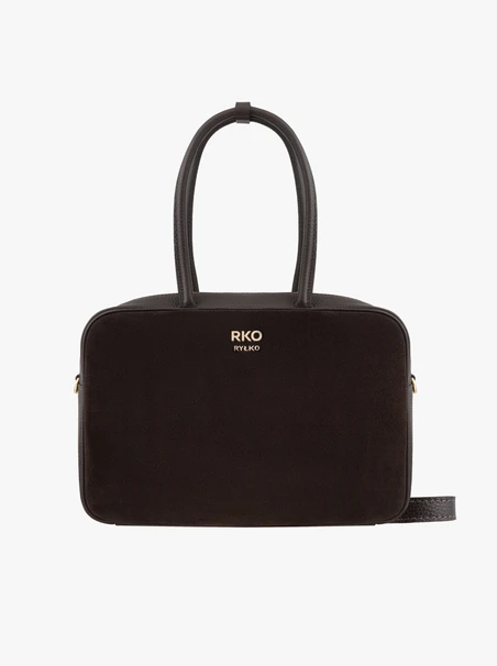 Brown leather bowling bag