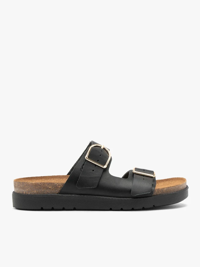 Schwarze flache Damen-Flip-Flops