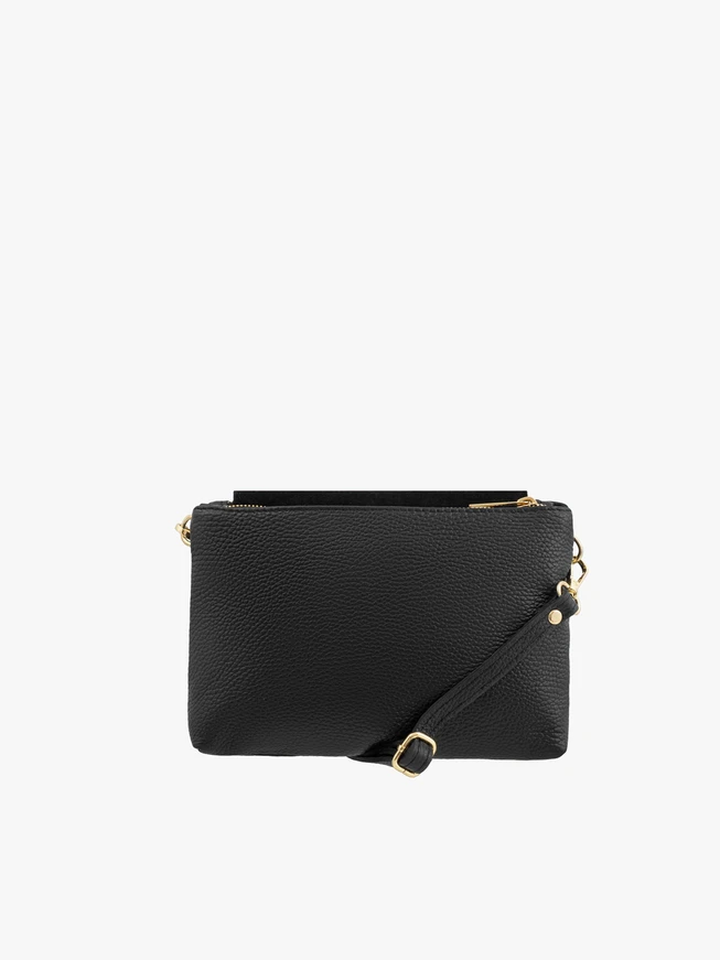 Kleine schwarze Handtasche aus Leder und Velours