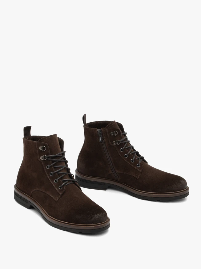 Dunkelbraune Velourslederstiefel