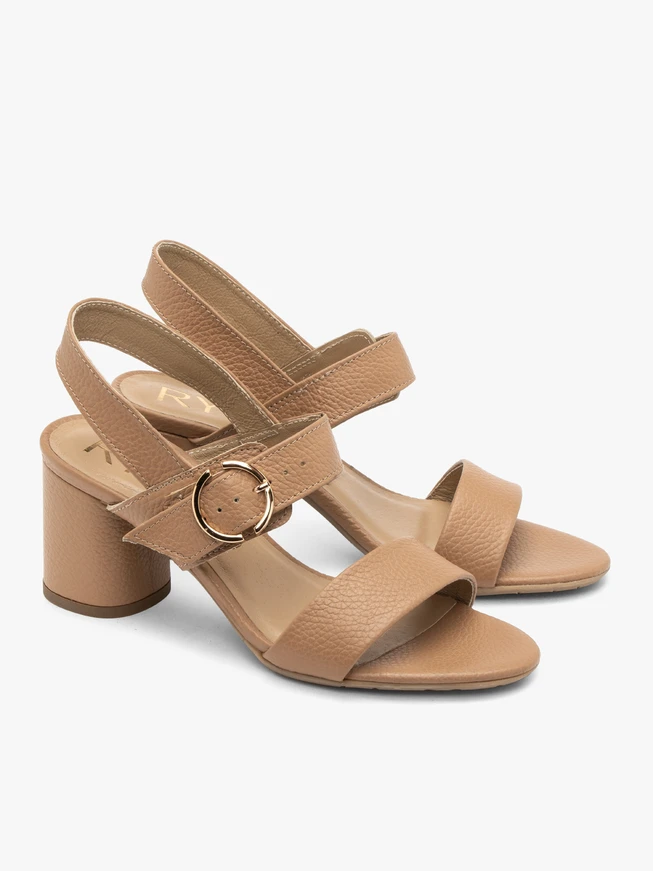 Light brown heeled women’s sandals