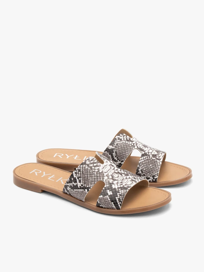Snake-print cutout slides