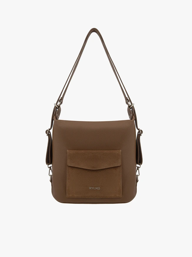 Hellbraune Leder Rucksack Handtasche