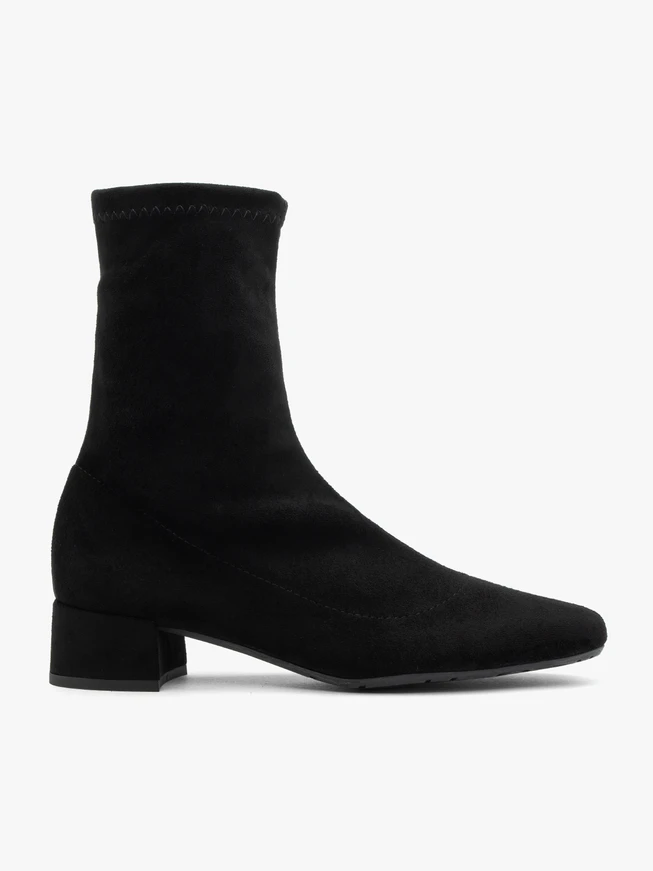 Black fabric ankle boots