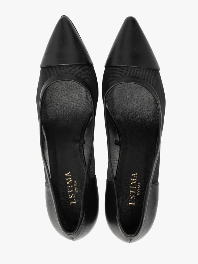 Schwarze Netz-Pumps für Frauen