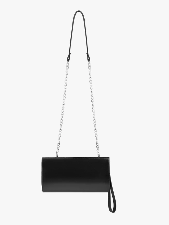 Schwarze Clutch Bag mit Kette