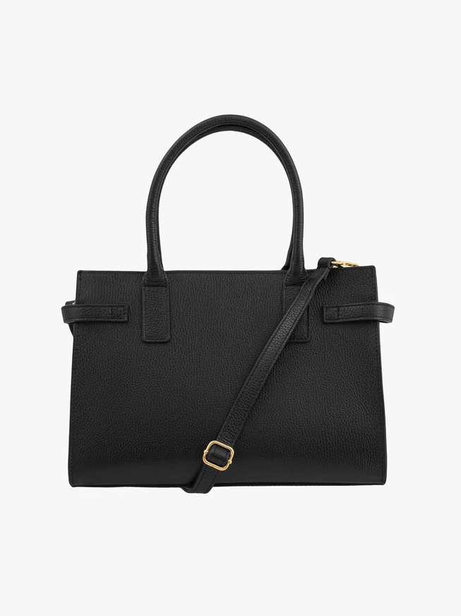 Große Handtasche aus schwarzem Vollnarbenleder
