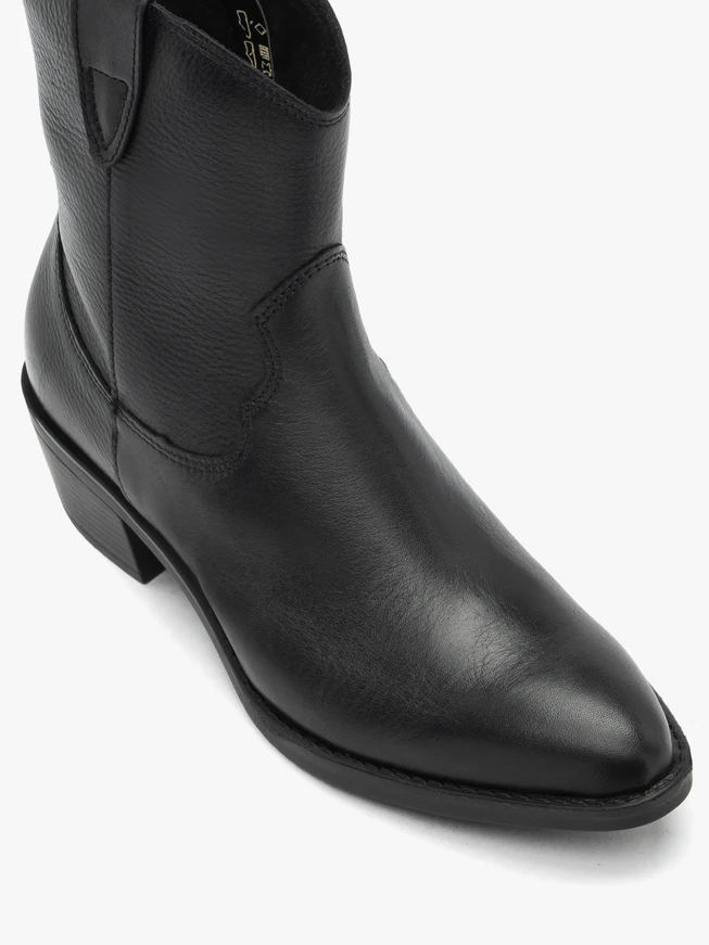 Schwarze, ungefütterte Cowboystiefel aus Vollnarbenleder